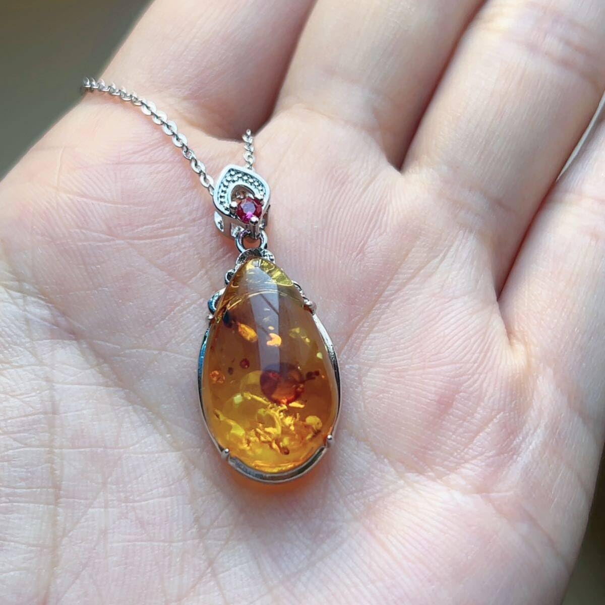 Amazon.co.jp: アンバー琥珀(花珀)ネックレスペンダントパワーストーン